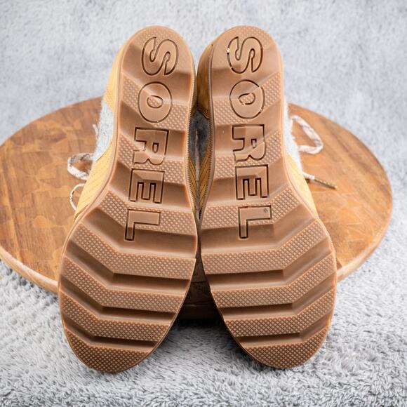 Sorel Ankle Boots Womens 9 Brown Lexie Round Toe Laced Up Wedge Heel Leather - Picture 8 of 9